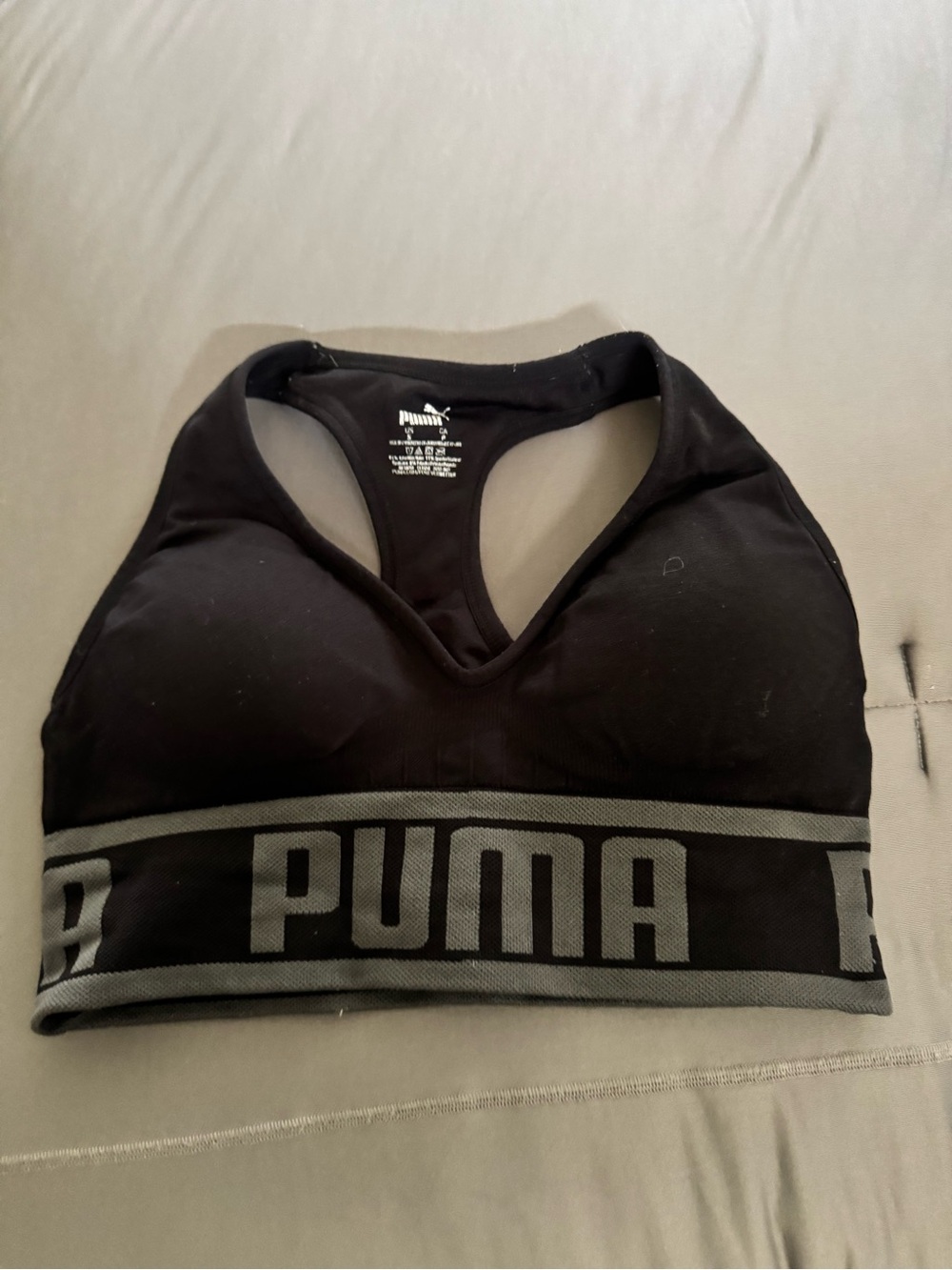 Puma Black Sports Bra with Gray Branded Band